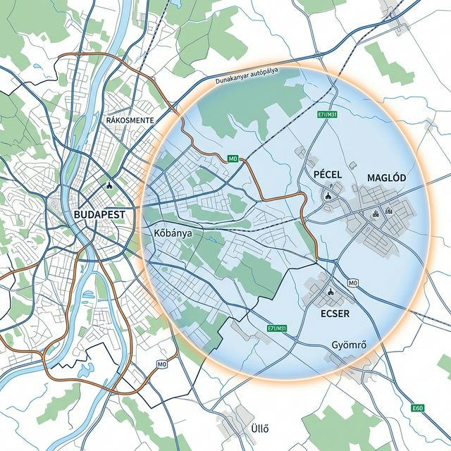 Szolgáltatási terület térkép - Rákosmente és környéke